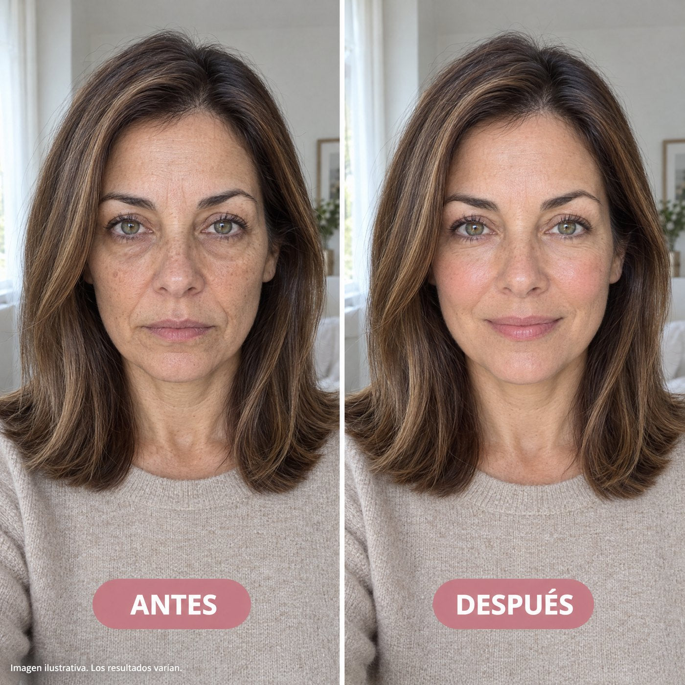 Antes y después, imagen ilustrativa. Los resultados varían.